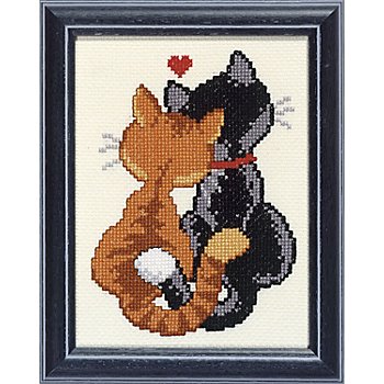 Tableau à broder 'chats amoureux', 13 x 17 cm
