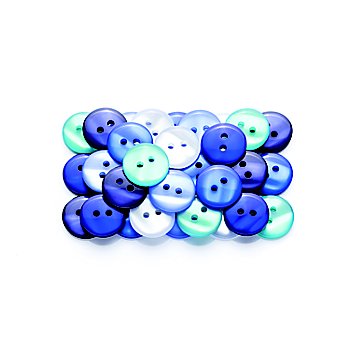 buttinette Mode-Knöpfe, Blautöne, Größe: 15 mm Ø, Inhalt: 40 Stück