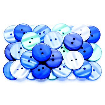 buttinette Boutons tendance, tons bleus, 22 mm Ø, 40 pièces