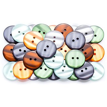 buttinette Boutons tendance, vert/gris/marron/orange, 22 mm Ø, 40 pièces