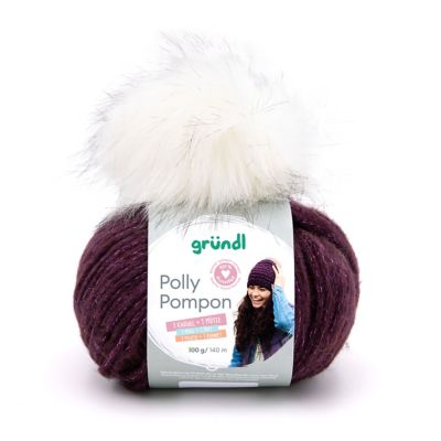 Kit tricot avec pompon, laine gründl Polly