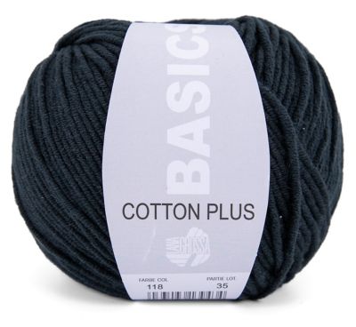 Lana Grossa Basics Cotton Plus - Fil de coton mélangé, noir