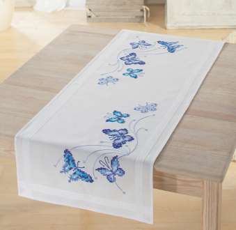 Stickläufer "Blaue Schmetterlinge"