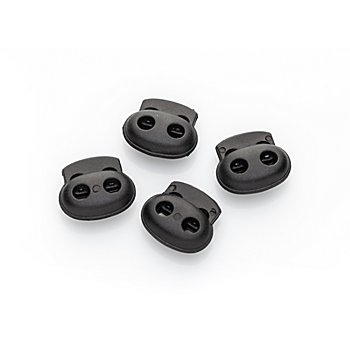 buttinette Kordelstopper, schwarz, für Kordeln bis 2 mm Ø, Inhalt: 4 Stück