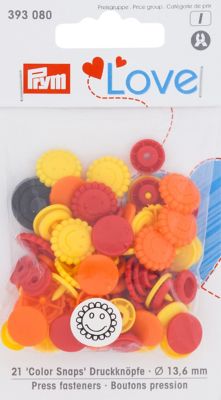Prym Druckknöpfe "Color Snaps Sonne/Blume" | rot color | 13,6 mm Ø | 21 Stück | Faschingsbedarf