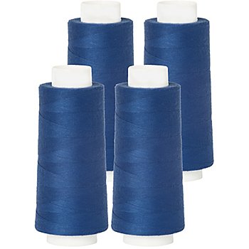 buttinette Set éco de fil pour surjeteuse, bleu jeans, 4 bobines, grosseur : 120, 2500 m