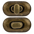 buttinette Drehverschluss für Taschen, Grösse: 35 x 20 mm, altmessing, 2 Stück