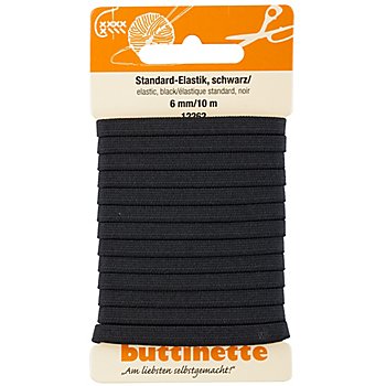 buttinette Gummiband 'Standard-Elastik', schwarz, Breite: 6 mm, Länge: 10 m
