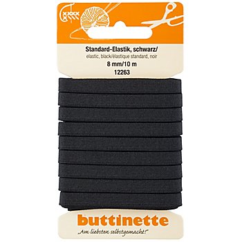 buttinette Gummiband 'Standard-Elastik', schwarz, Breite: 8 mm, Länge: 10 m