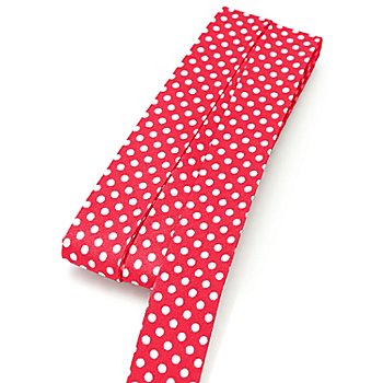 buttinette Biais en coton 'pois', rouge/blanc, largeur : 2 cm, longueur : 5 m
