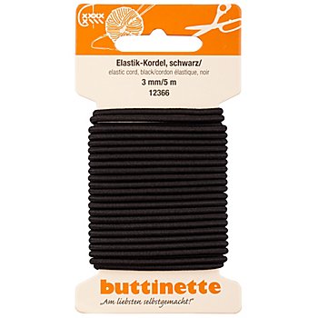 buttinette Cordon élastique, noir, 5 m