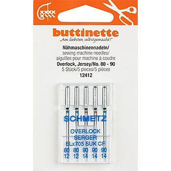 buttinette Overlock-Nähmaschinennadeln 'Jersey', Stärke: 80 - 90, 5 Stück