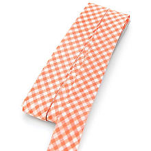 buttinette Baumwoll-Schrägband 'Vichykaro', orange-weiß, Breite: 2 cm, 5 m