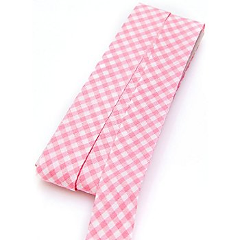 buttinette Baumwoll-Schrägband 'Vichykaro', rosa-weiß, Breite: 2 cm, 5 m