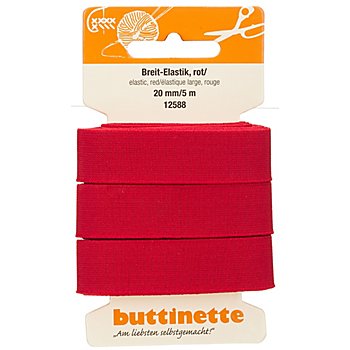 buttinette Ruban élastique 'large', rouge, largeur : 20 mm, longueur : 5 m