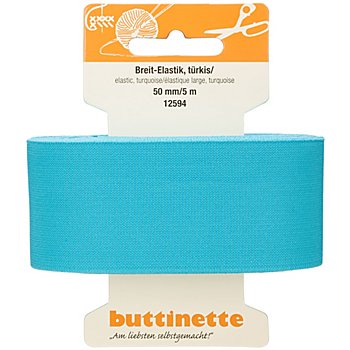 buttinette Ruban élastique 'large', turquoise, largeur : 50 mm, longueur : 5 m
