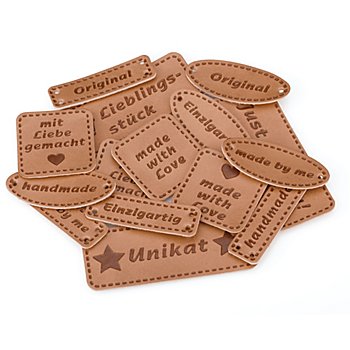 buttinette Étiquettes 'handmade', aspect cuir, 15 pièces