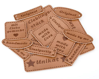 Liège cuir étiquettes personnalisées à coudre sur étiquettes, étiquettes à  la main, étiquette logo cuir, étiquettes pour marchandises tricotés, étiquette  personnalisée tags, lot de 25 -  France