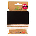 Albstoffe Bande bord-côte coton bio "Cuff Me Glam", noir multicolore, scintillant, 1,4 m