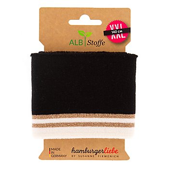 Albstoffe Bande bord-côte coton bio 'Cuff Me Glam', noir multicolore, scintillant, 1,4 m