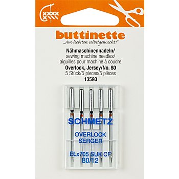 buttinette Overlock-Nähmaschinennadeln 'Jersey', Stärke: 80, 5 Stück