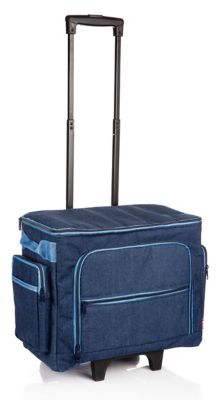 Prym Valise à roulettes pour machine à coudre, bleu jeans, dim. : 44 x 22 x  36 cm