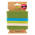 Albstoffe Bande bord-côte en coton bio "Cuff Me", vert multicolore, 1,4 m