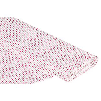 Tissu coton 'mini-cœurs', rose/rose vif