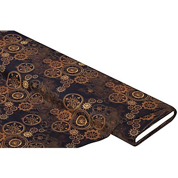 Tissu coton à impression numérique 'Steampunk', marron multicolore