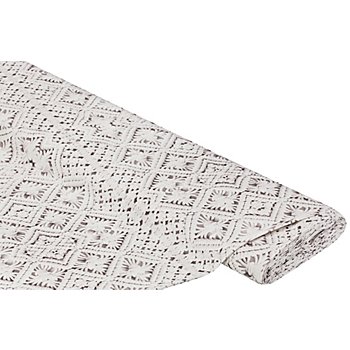 Tissu coton à impression numérique 'macramé', écru