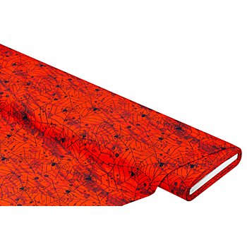 Tissu coton à impression numérique 'toile d'araignée', rouge/noir