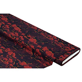 Baumwollstoff-Digitaldruck 'Fledermaus', Serie Ria, rot-color