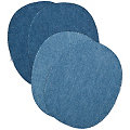 buttinette Lot de 4 renforts en tissu jeans, bleu clair/bleu, 12,5 x 10 cm, contenu : 2 paires