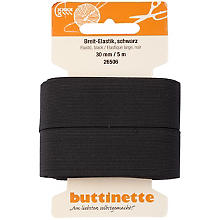 buttinette Gummiband 'Breit-Elastik', schwarz, Breite: 30 mm, Länge: 5 m