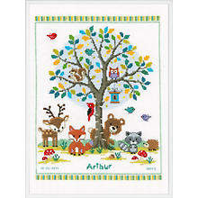 Tableau de naissance à broder 'animaux de la forêt', 28 x 35 cm