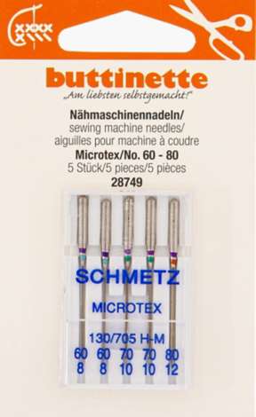 Aiguilles machine SCHMETZ microtex taille 60 - 80