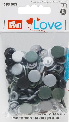 Prym Boutons pression Color Snaps, gris multicolore, 12,4 mm Ø, 30 pièces