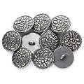 buttinette Boutons tyroliens ronds "edelweiss", argent, 20 x 20 mm, 10 pièces