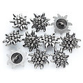 buttinette Boutons tyroliens "edelweiss", argent, 20 x 20 mm, 10 pièces