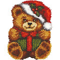 Tapis au point noué "ourson de Noël"