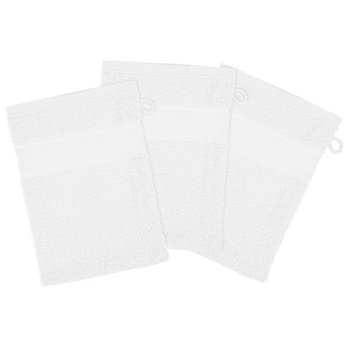 Gants de toilette en tissu éponge, lot de 3 pièces, blanc
