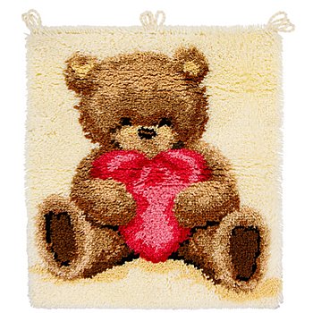 Knüpfteppich 'Teddybär mit Herz', 55 x 60 cm