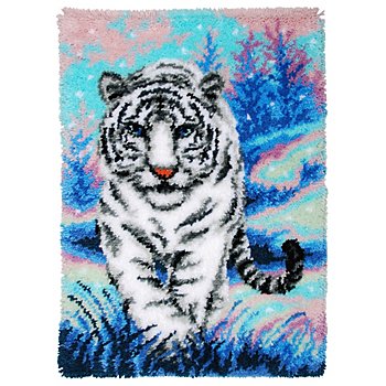 Tapis au point noué 'tigre blanc',  55 x 81 cm