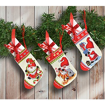 Chaussettes de Noël à broder 'lutin', 3 pièces