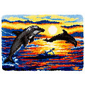 Tapis au point noué "dauphins", 74,5 x 50 cm