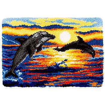 Knüpfteppich 'Delfin', 74,5 x 50 cm