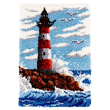 Knüpfteppich 'Leuchtturm', 50 x 74,5 cm