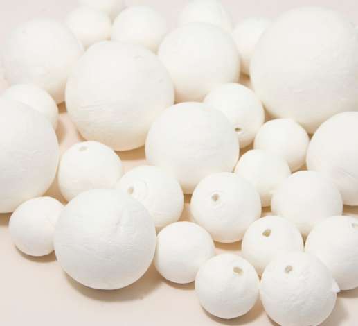 Lot de 8 Boules de 4 cm en ouate de Cellulose, Billes Blanches en Coton  compressé de 40mm avec Trou