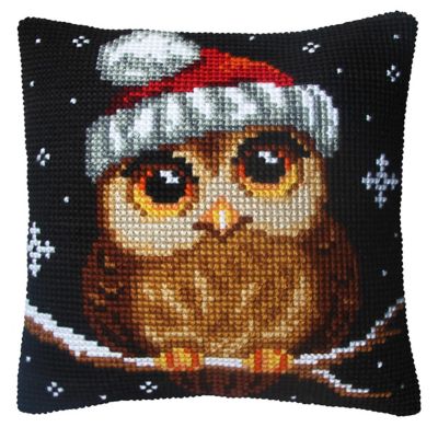 Coussin point de croix « hibou avec bonnet »  acheter en ligne sur  buttinette - loisirs créatifs