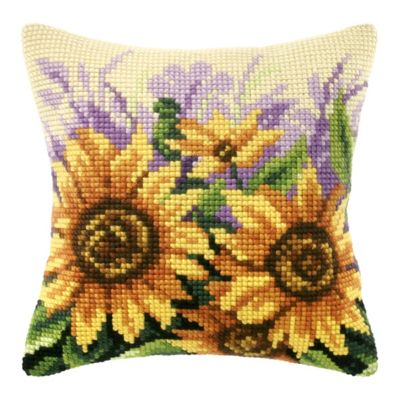 Devant de coussin point de croix « tournesols »